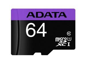 ADATA Premier 64GB microSDXC Flash Card with Adapter, A1, V10 Model AUSDX64GUICL10A1-RA1 ADATA Premier 64GB microSDXC Flash Card with Adapter, A1, V10 Model AUSDX64GUICL10A1-RA1