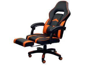 ViscoLogic Supra Ergonomic High Back Sports Style Home Office Gaming chair with Footrest (Black & Orange)