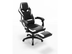 ViscoLogic MERLIN Ergonomic Sports Style Gaming Chair With Footrest  (Black & White)
