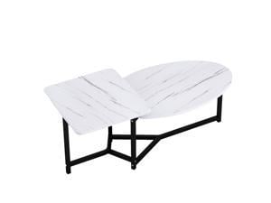ViscoLogic LUXEM Mid-Century Unique Nested Coffee Table, Center Table For Living Room (White)