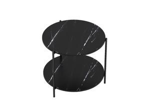 ViscoLogic Louis Mid-Century Accent 2-Tier Round Side End Table (Black)