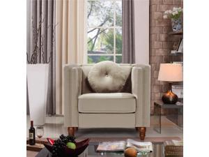 ViscoLogic Tuxedo Mid Century Tufted Style Living Room Arm Sofa Chair (Beige)