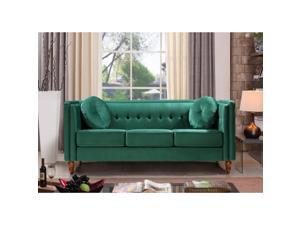 ViscoLogic Tuxedo Mid Century Tufted Style Living Room Arm 3-Seater Sofa/Couch (Green)