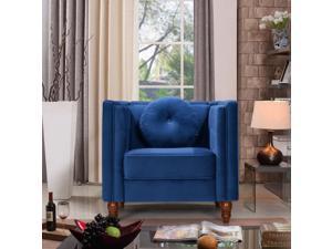 ViscoLogic Tuxedo Mid Century Tufted Style Living Room Arm Sofa Chair (Navy Blue)