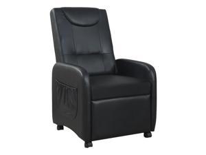 ViscoLogic Folding Gaming Faux Leather Manual Reclining Living Room Chaise Sofa Recliner Chair (Black)
