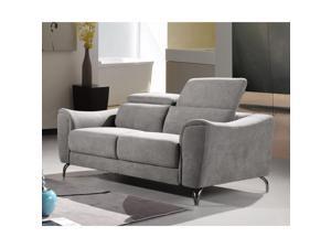 ViscoLogic Lancaster Luxury Style Fabric Upholstered Adjustable Headrest Living Room 2-Seater Sofa/  Loveseat (Grey)