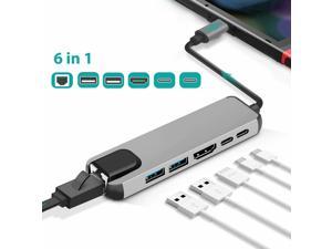 USB Type C Hub Adapter Dock with 4K HDMI PD RJ45 Ethernet Lan Charge for MacBook
