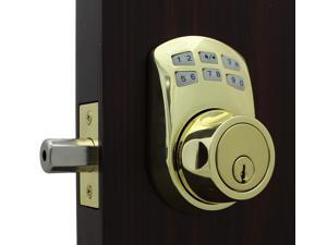 LockeyUSA Slim Line 910 Keyless Entry Combination, Digital Door Lock, Manual Drive Electronic Deadbolt, Bright Brass LockeyUSA Slim Line 910 Keyless Entry Combination, Digital Door Lock, Manual Drive Electronic Deadbolt, Bright Brass