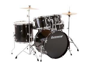 Ludwig Backbeat Complete 5-Piece Drum Set with Hardware and Cymbals Black Sparkle Ludwig Backbeat Complete 5-Piece Drum Set with Hardware and Cymbals Black Sparkle