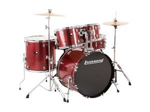 Ludwig Backbeat Complete 5-Piece Drum Set with Hardware and Cymbals Wine Red Sparkle Ludwig Backbeat Complete 5-Piece Drum Set with Hardware and Cymbals Wine Red Sparkle