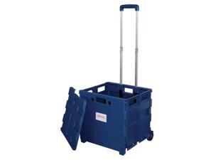 Office Depot Mobile Folding Cart With Lid, 16in.H x 18in.W x 15in.D, Blue, 50803
