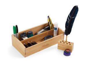 Desk Organizer 2 Tier Bamboo Desk Storage for Office Supplies, Toiletries, Crafts, Great for Desk, Vanity, Tabletop in Home or Office Bonus: Pen Holder by: BOOKAHOLIC Desk Organizer 2 Tier Bamboo Desk Storage for Office Supplies, Toiletries, Crafts, Great for Desk, Vanity, Tabletop in Home or Office Bonus: Pen Holder by: BOOKAHOLIC