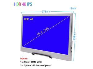 15.6" USB-C Portable Display 15.6 inch 3840×2160 60Hz UHD IPS HDR Portable Monitor with Mini HDMI + Dual Type-C + Headphone Ports,Two Full-featured USB C ports, USB-C Power Supply, Premium LCD Screen. 15.6" USB-C Portable Display 15.6 inch 3840×2160 60Hz UHD IPS HDR Portable Monitor with Mini HDMI + Dual Type-C + Headphone Ports,Two Full-featured USB C ports, USB-C Power Supply, Premium LCD Screen.