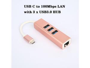 USB C to Megabit RJ45 100M Adapter with 3 USB 3.0 HUB, for MacBook Pro 2019/2018/2017, ChromeBook, XPS 13/15, Galaxy Tab S4 and More.