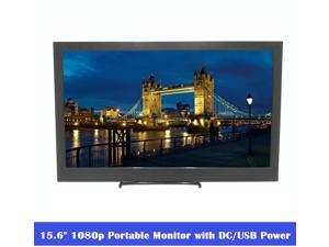 15.6" 1920x1080 Full HD IPS Portable Monitor 1080p HDR with Mini HDMI x 2 / 3.5mm Headphone / Micro USB Ports, 5V/2A Micro USB or 12V/2A DC Power Supply, Slim 15.6 inch Portable Display HDMI Input.