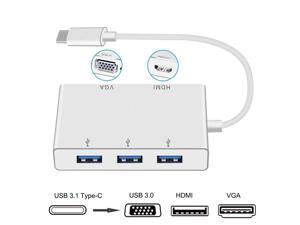 5 in 1 USB-C to 4K HDMI 1080p VGA Dock with 3 x USB3.0 HUB, Type-C to USB VGA HDMI Video Converter USB-C HUB with HDMI VGA USB Port. 5 in 1 USB-C to 4K HDMI 1080p VGA Dock with 3 x USB3.0 HUB, Type-C to USB VGA HDMI Video Converter USB-C HUB with HDMI VGA USB Port.