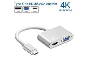 2 in 1 Type-C to HDMI 4K VGA 1080p Video Adapter USB 3.1 USB C VGA HDMI Video Converter, USB-C to 4K HDMI 1080p VGA Dock, 2in1 Type-C HUB with HDMI VGA Port. 2 in 1 Type-C to HDMI 4K VGA 1080p Video Adapter USB 3.1 USB C VGA HDMI Video Converter, USB-C to 4K HDMI 1080p VGA Dock, 2in1 Type-C HUB with HDMI VGA Port.