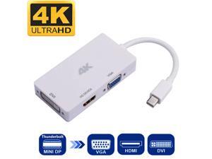 4K Mini DisplayPort Thunderbolt to HDMI + VGA + DVI Converter Cable, 4K HDMI DVI UHD and VGA 1080P Video Output for MacBook, Mac Mini, iMac, ThinkPad X1, Dell XPS14Z and XPS15, 3 in 1 Mini DP HUB. 4K Mini DisplayPort Thunderbolt to HDMI + VGA + DVI Converter Cable, 4K HDMI DVI UHD and VGA 1080P Video Output for MacBook, Mac Mini, iMac, ThinkPad X1, Dell XPS14Z and XPS15, 3 in 1 Mini DP HUB.