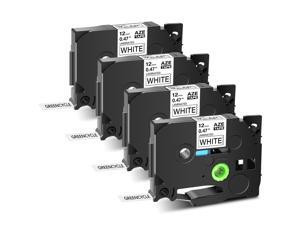 GREENCYCLE 4 Pack Compatible Standard Laminated Label Tape Replacement for Brother P-Touch TZe-231 TZ231 TZe231 Black on White 12mm 8m (0.47" 26.2ft) use in Brother P-touch PT-H100 PT-D210 PT-D600