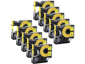 GREENCYCLE 10PK Industrial Rhino Heat Shrink Tubes Compatible for Dymo 18054 Black on Yellow Cable Label Tape (9mmx1.5m,3/8''x5ft) use in DYMO Rhino 1000 3000 4200 5000 5200 6000 Label Maker