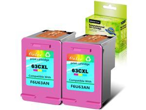GREENCYCLE 2PK High Capacity 63XL 63 XL F6U63A Color Ink Cartridge Compatible for HP Deskjet 1110 3632 Printer,with Chip