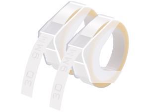 GREENCYCLE 2PK Compatible for Dymo 3D Plastic Embossing Labels 520101 White on Clear Label Tape 9mm 3/8'' x 3m 9.8' Use in Organizer Xpress Pro 12966, Office Mate II 1540, Motex E101 Label Maker