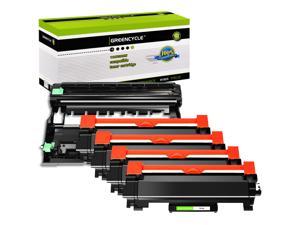 GREENCYCLE 5PK Compatible with Brother TN760 TN730 Toner Cartridge with Chip DR730 Drum Unit (4 Toner,1 Drum) for DCP-L2550DW