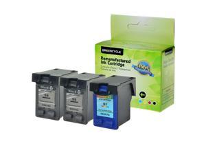 GREENCYCLE 3PK Replacement with Compatible HP 56 57 C6656AN C6657AN (2 Black,1 Color) Ink Cartridge High Yield for Deskjet Printer