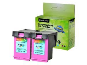 GREENCYCLE 2PK High Capacity 62XL 62 XL C2P07AN Color Ink Cartridge Compatible for HP OfficeJet 200 250 Mobile 258 5744 Printer