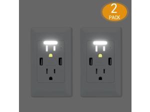 2 Packs Dual USB Port Wall Socket Charger AC Power Receptacle Outlet Plate Panel 