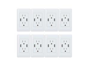 1PK 4.2A USB Wall Outlet Charger Smart Charger Socket 15A Receptacle TR White 