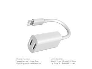 Splitter and Lightning Adapter for iPhone 7 / 7 Plus / 8 / 8 Plus / X,Dual Lightning Ports, Headphone Jack Audio & Charge Cable at the same time Data Sync Call Function, Supports iOS 11 or later Splitter and Lightning Adapter for iPhone 7 / 7 Plus / 8 / 8 Plus / X,Dual Lightning Ports, Headphone Jack Audio & Charge Cable at the same time Data Sync Call Function, Supports iOS 11 or later