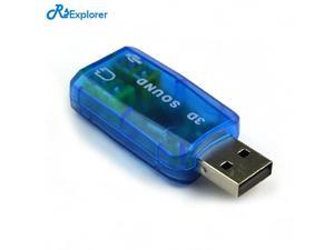 Blue USB Sound Card External 5.1-Channel w/3.5mm Headphone and Microphone Jack Interface,Computer Stereo Mic Audio USB Converter