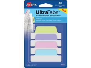 Avery Tabs Repositionable 2-Sided 2-1/2"x1" 48/PK AST Pastel 74867 Avery Tabs Repositionable 2-Sided 2-1/2"x1" 48/PK AST Pastel 74867