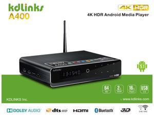 KDLINKS A400 4K Android Quad Core 3D Smart H.265 HD TV Media Player with HDD Bay, WIFI, DOLBY 7.1, Gigabit LAN, 2GB RAM, 16GB Storage, 4 Core CPU, 8 Core GPU KDLINKS A400 4K Android Quad Core 3D Smart H.265 HD TV Media Player with HDD Bay, WIFI, DOLBY 7.1, Gigabit LAN, 2GB RAM, 16GB Storage, 4 Core CPU, 8 Core GPU