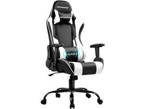 GTPOFFICE Gaming Chair Massage Office Computer Racing Chair for Adult Reclining Adjustable Swivel Leather Computer Chair High Back Desk Chair Headrest and Massage Lumbar Support Cushion(White) GTPOFFICE Gaming Chair Massage Office Computer Racing Chair for Adult Reclining Adjustable Swivel Leather Computer Chair High Back Desk Chair Headrest and Massage Lumbar Support Cushion(White)