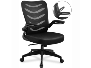 GTRACING Desk Chair ComHoma-Series Ergonomic Office Chair Mesh Computer Chair with Flip-Up Arms Lumbar Support Adjustable Swivel Mid Back for Conference Home Office, Black