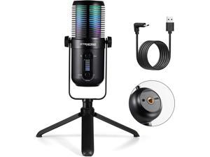 GTRACING USB Gaming Microphone, Computer Condenser Mic with Gain Dynamic RGB Lighting, Noise Reduction and Stereo Mixing Effect for Recording, Podcasting, Streaming, YouTube, Twitch, PS4/5 PC Gamer
