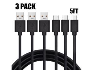 3 Pack USB A To Type C Charging Cable Power Cord Data Sync Lead For Oneplus Ace 2V11R1110 Pro10TNord 300N300N200N20 5G Black 5 ft