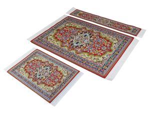 Set of Woven Rug Mouse Pad + Coaster + Bookmark - Oriental Style Carpet Mousemat Miniature Rug (Red)