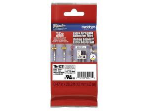 5 X Brother (TZES231) 1/2" (12mm) Black Print on White Extra Strength Adhesive P-touch Tape (5 of OEM TZES231) 5 X Brother (TZES231) 1/2" (12mm) Black Print on White Extra Strength Adhesive P-touch Tape (5 of OEM TZES231)