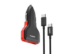 VogDUO USB-C Car charger, 57W Power Delivery, Fast charging, USB C Cable, For iPhone 13 Pro/MacBook Pro/Nintendo Switch/iPad Air/ Pro/ AirPods- Black