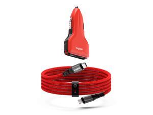 VogDUO Car Charging Kit, MFi certified 6.6ft USB-C to Lightning Cable, 57W Power Delivery Car Charger, Compatible with iPhone, iPad, AirPods, MacBook, Nintendo Switch, Go Pro, Powerbeats- Red VogDUO Car Charging Kit, MFi certified 6.6ft USB-C to Lightning Cable, 57W Power Delivery Car Charger, Compatible with iPhone, iPad, AirPods, MacBook, Nintendo Switch, Go Pro, Powerbeats- Red