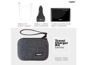 VogDUO Essential Charger Kit, Ultra-slim 30W 3-USB-port Wall Charger, USB Combo Car Charger, USB-A to USB-C Cable, Premium zipper case, compatible with iPhone series, Samsung Galaxy, iPad, Black VogDUO Essential Charger Kit, Ultra-slim 30W 3-USB-port Wall Charger, USB Combo Car Charger, USB-A to USB-C Cable, Premium zipper case, compatible with iPhone series, Samsung Galaxy, iPad, Black