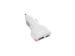 VogDUO 27W TypeC  TypeA Car Charger ultraslim travelfriendly compatible with iPhone iPad Apple Watch and more White