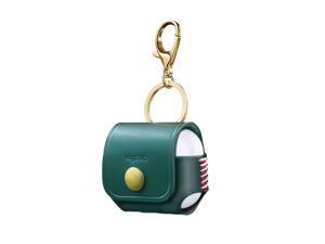 VogDUO- Italian Genuine Leather Case for AirPods Pro, portable carry case, Lightning port slot design, premium metal hook for the bag, keychain or jeans, YKK button applied- Emerald VogDUO- Italian Genuine Leather Case for AirPods Pro, portable carry case, Lightning port slot design, premium metal hook for the bag, keychain or jeans, YKK button applied- Emerald