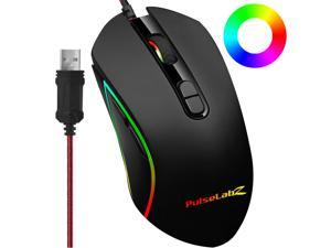 Pulselabz Gaming Office Mouse RGB Spectrum Backlit Ergonomic Mouse Programmable for Windows PC Gamers - Black
