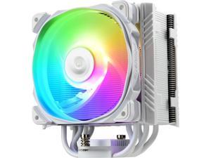 Enermax ETS-T50 Axe ARGB White CPU Air Cooler, 230W+ TDP for Intel/ AMD Universal Socket, AM4 / LGA 1700/1200/1151, 5 Direct Contact Heat Pipes, 120mm PWM Fan LGA 1700 Ready - White