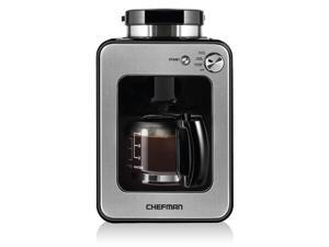 Chefman Grind and Brew 4 Cup Coffee Maker and Grinder, Compatible w/ Fresh Beans and Grounds, Adjustable Strength Settings, Washable Coffee Filter & Scoop Included, Compact, Black/Stainless Steel Chefman Grind and Brew 4 Cup Coffee Maker and Grinder, Compatible w/ Fresh Beans and Grounds, Adjustable Strength Settings, Washable Coffee Filter & Scoop Included, Compact, Black/Stainless Steel