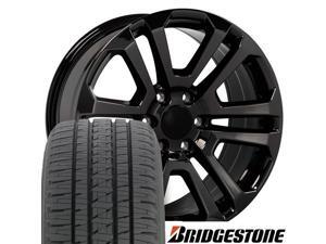 OE Wheels 20 Inch Fits Chevy Silverado Tahoe GMC Sierra Yukon Cadillac Escalade CV99 Black Chrome 20x9 Rims Bridgestone Dueler Alenza HL Tires SET OE Wheels 20 Inch Fits Chevy Silverado Tahoe GMC Sierra Yukon Cadillac Escalade CV99 Black Chrome 20x9 Rims Bridgestone Dueler Alenza HL Tires SET